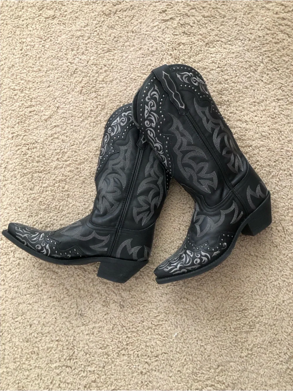 Black/Silver Cowboy Boots